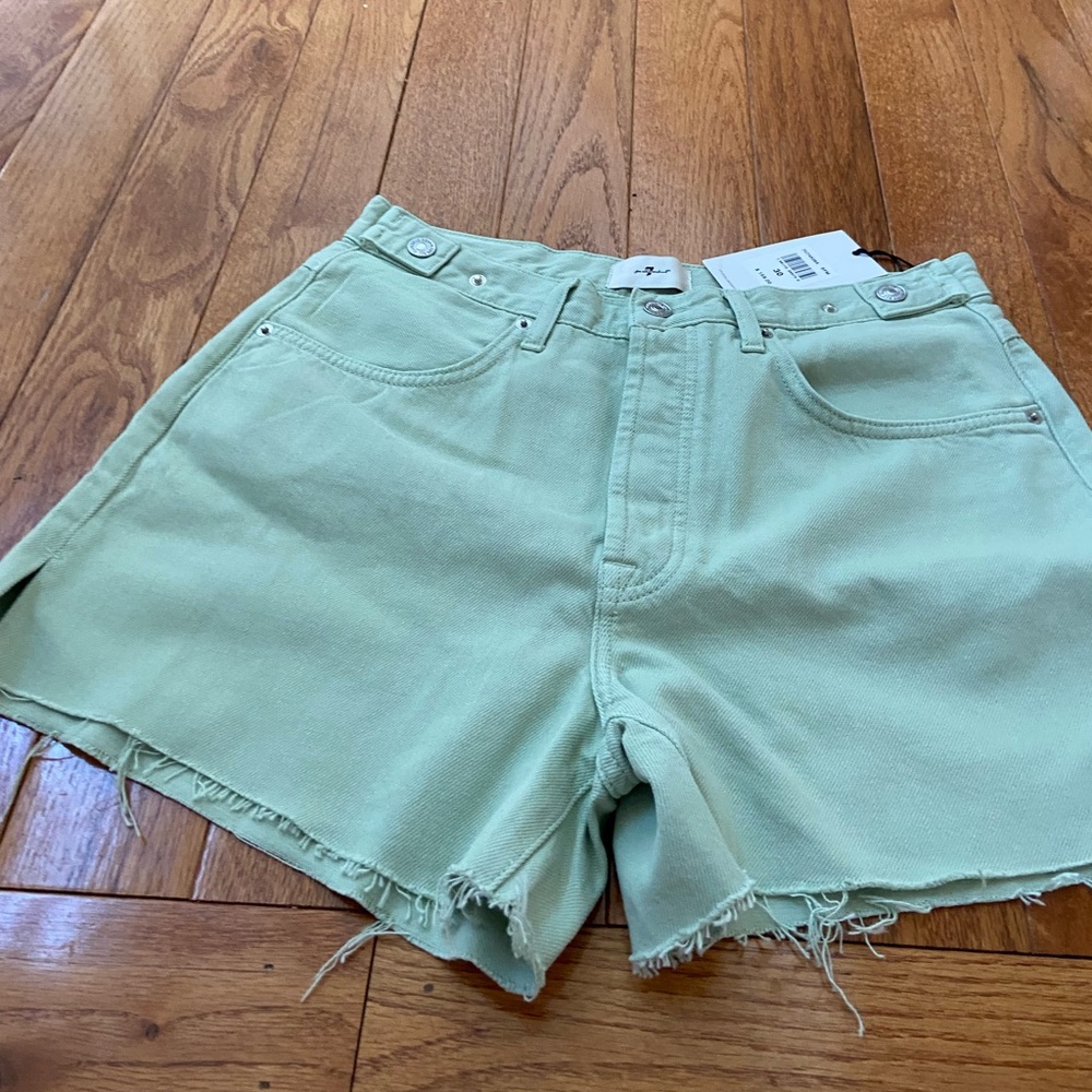 7 For All Mankind Green Cutoff Shorts NWT